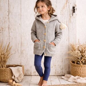 WADDLER Baby Alpaca Cardigan with Hood Size 4 Years